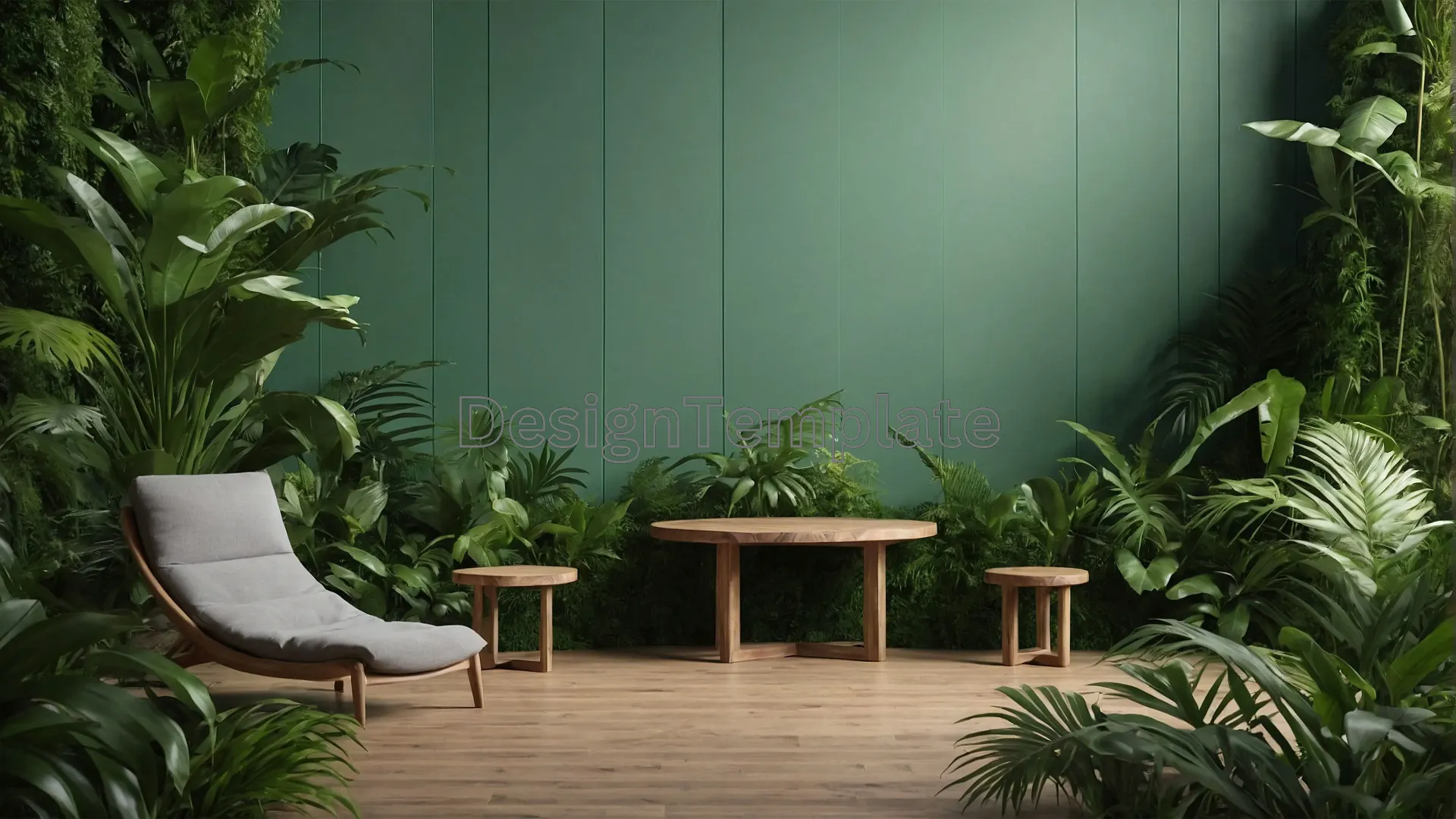 Contemporary Green Living Space Plant-Filled Room Image